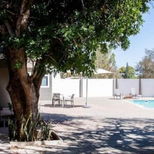 Joas Sanctuary Bed and Breakfast Windhoek: Baum neben dem Swimmingpool
