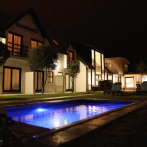 Olive Tree Boutique Guesthouse Swakopmund: Swimmingpool und Haus bei Nacht