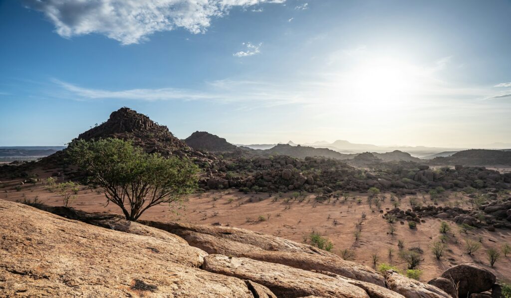 Felsige Landschaft des Damaraland bei Twyfelfontein